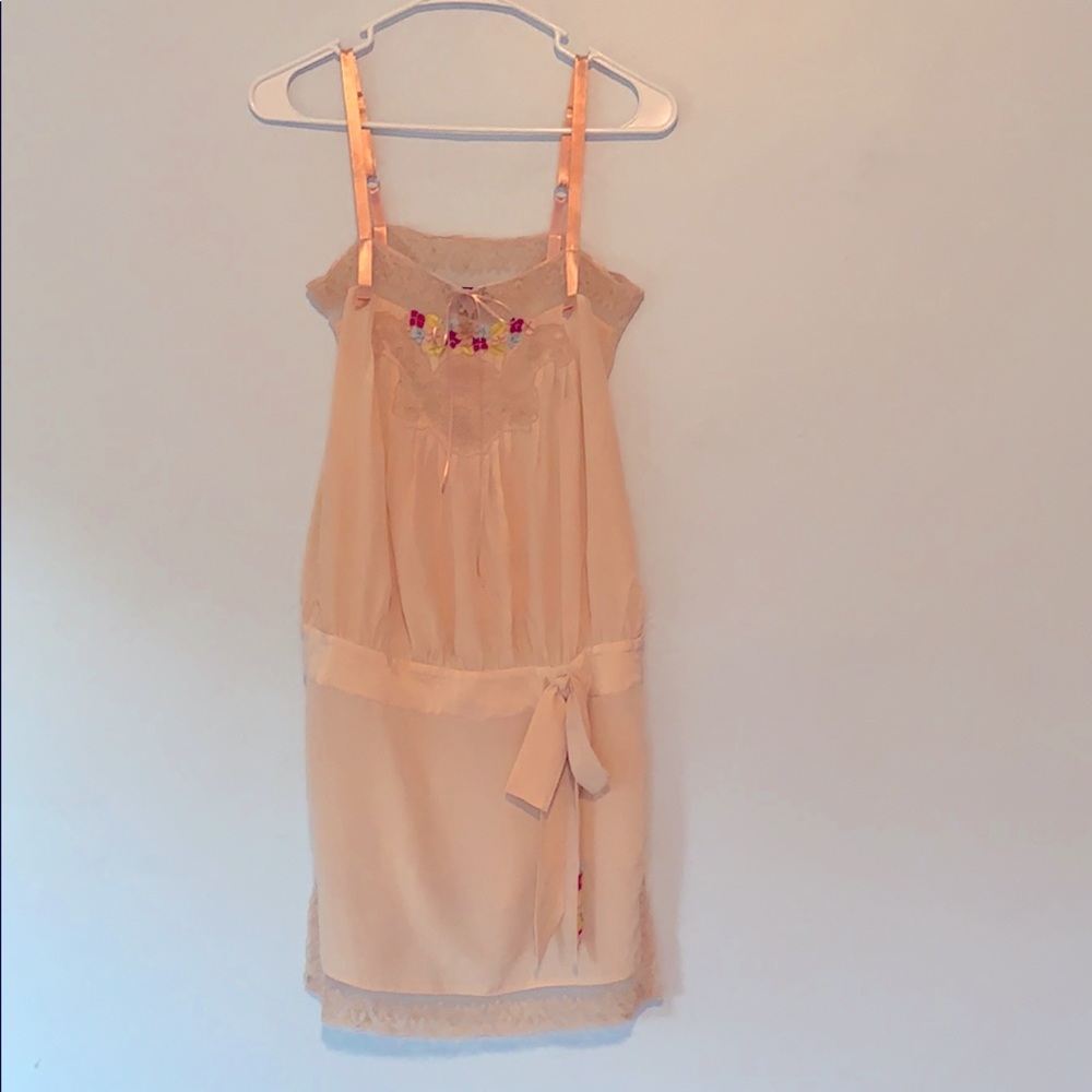 Anthro 🔥SALE embroidered cami silk dress,pink